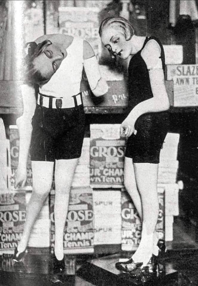 Black and white photo of department store wax mannequins melting during a heatwave in 1929